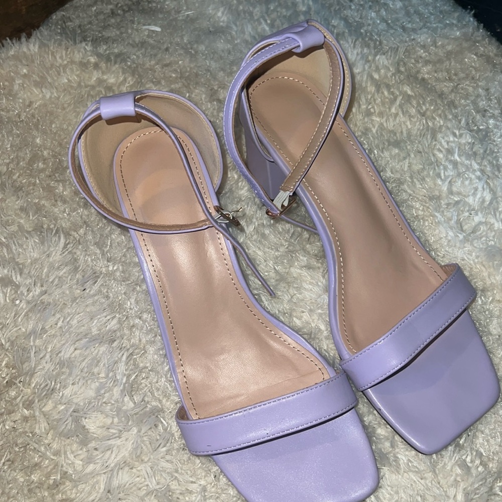 Purple open toe heeled sandals
